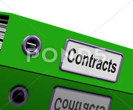 Contract file shows legal business agreements Stock Illustration