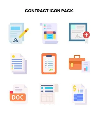 Contract Flat Design Icons Pack Stock Illustration