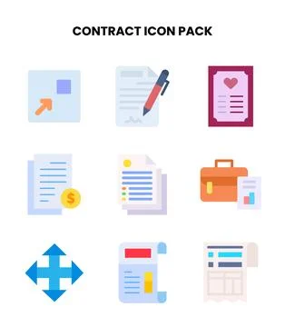 Contract Flat Icons Pack Stock Illustration