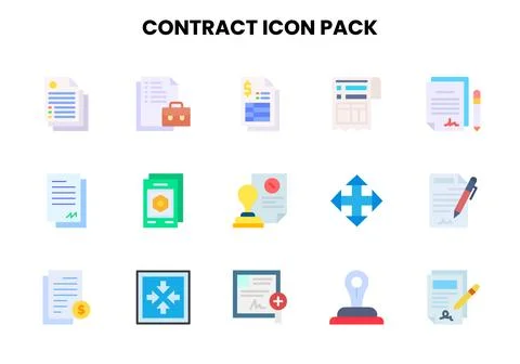 Contract Flat Icons Pack Stock Illustration