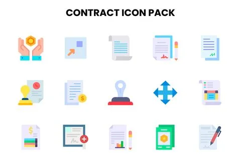 Contract Flat Scalable Icons Pack Stock Illustration