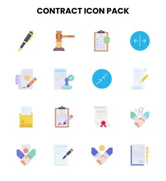 Contract Flat Set Icons Pack Stockillustratie