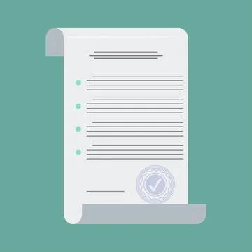 Contract in flat style, business concept, vector Stock Illustration