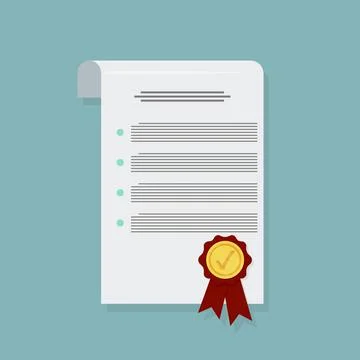 Contract in flat style, business concept, vector Illustrazione stock