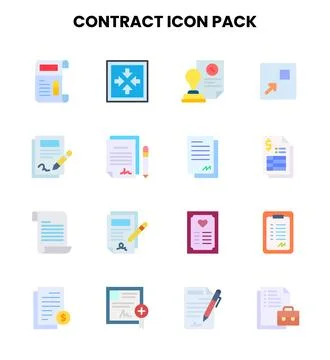 Contract Flat SVG Icons Pack Stock Illustration