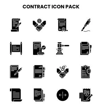 Contract Glyph Bundle Icons Pack 스톡 일러스트
