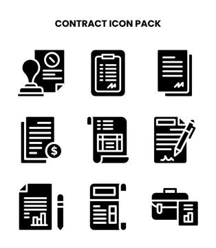 Contract Glyph Design Icons Pack Stock Illustration