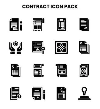 Contract Glyph Graphics Icons Pack Stock Illustration