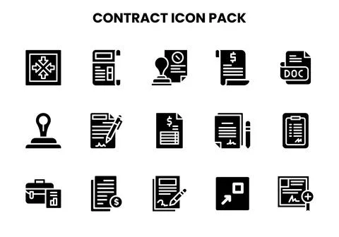 Contract Glyph Scalable Icons Pack 스톡 일러스트