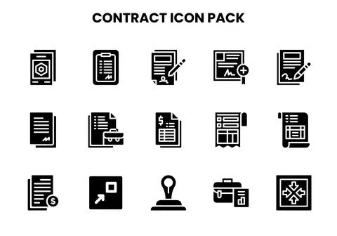 Contract Glyph Scalable Icons Pack Stock Illustration