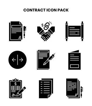 Contract Glyph Scalable Icons Pack Stock Illustration