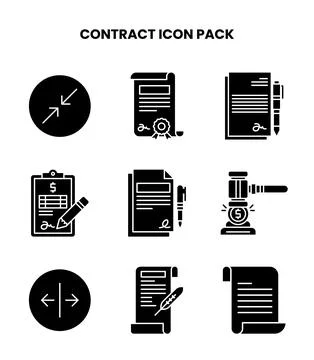 Contract Glyph UI Icons Pack 스톡 일러스트