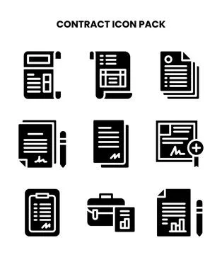 Contract Glyph UI Icons Pack Stock Illustration