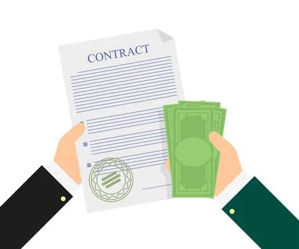 Contract in hands of money of an agreement Stock Illustration