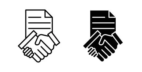 Contract icon collection in black, Line icons, flat symbols Stock Illustration