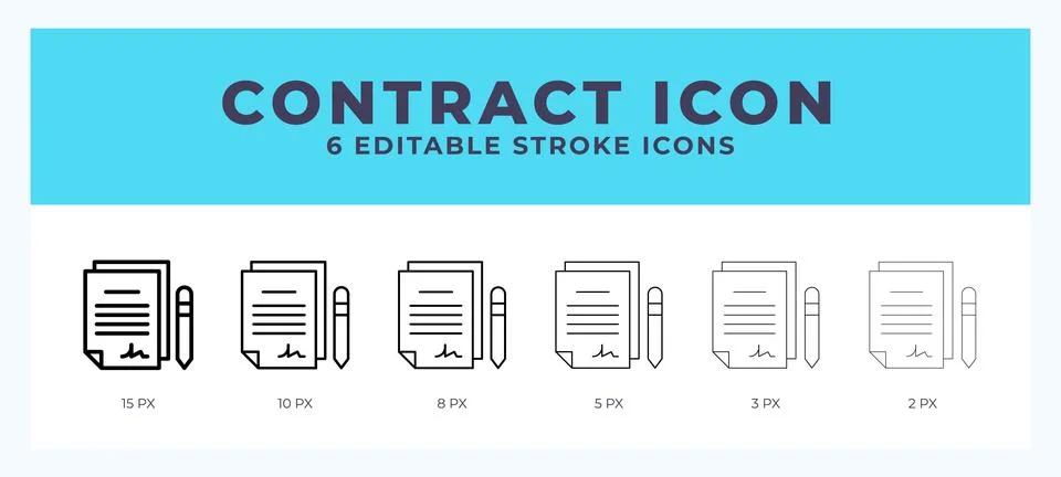 Contract icon. Editable stroke line icon vector illustration. Stock Illustration