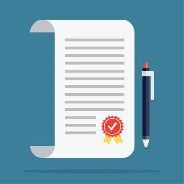 Contract icon in a flat style. Stock Illustration