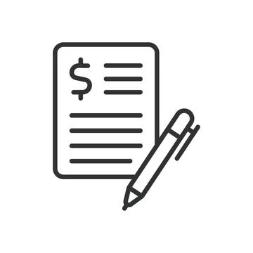 Contract, icon in line design. Contract, agreement, legal document, signature Stock Illustration