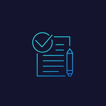 Contract icon, linear Stock Illustration