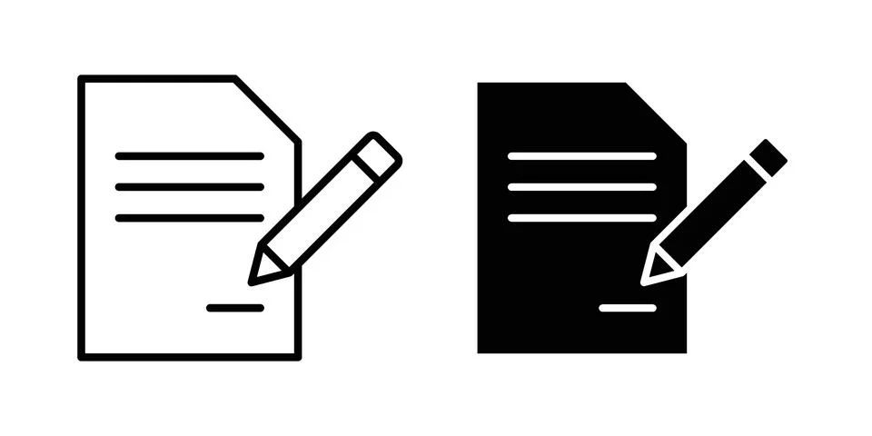 Contract icon linear versions pack on white background Stock Illustration