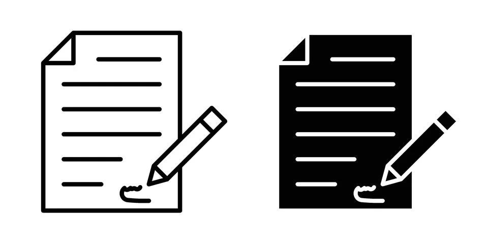 Contract icon vector concepts, line and silhouette style Stock Illustration