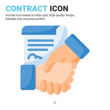 Contract icon vector with flat color style isolated on white background Stock Illustration