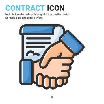 Contract icon vector with outline color style isolated on white background 스톡 일러스트