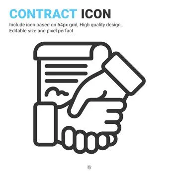 Contract icon vector with outline style isolated on white background Illustrazione stock