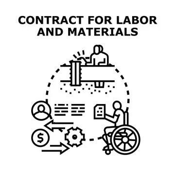 Contract for labor and materials agreement concept Stock Illustration