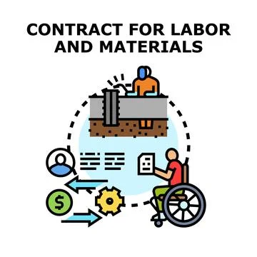 Contract for labor and materials agreement concept Illustrazione stock