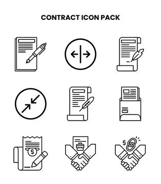 Contract Line Collection Icons Pack Stock Illustration