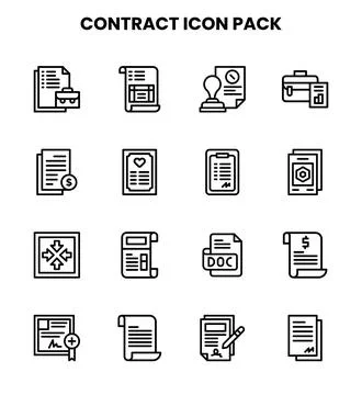 Contract Line Collection Icons Pack Stock Illustration