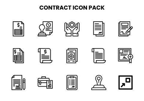 Contract Line Collection Icons Pack Stock Illustration