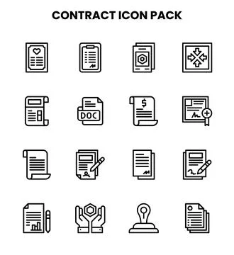 Contract Line Design Icons Pack Stock Illustration