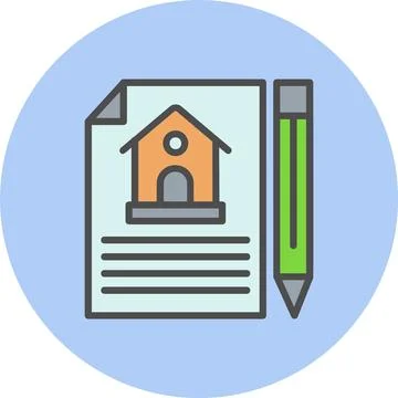 Contract Line Filled Circle Icon Stock Illustration