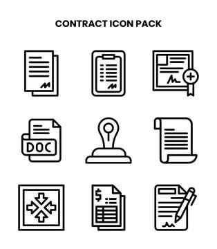 Contract Line Graphics Icons Pack Stock Illustration