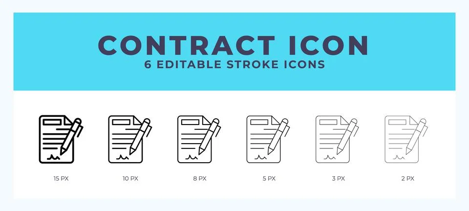 Contract line icon illustrations with editable strokes. Stock Illustration