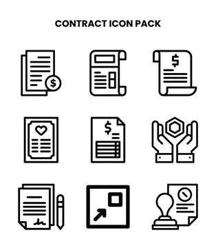 Contract Line Icons Pack 스톡 일러스트