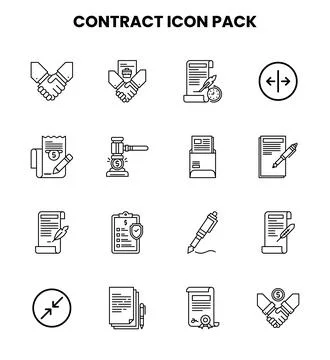 Contract Line Icons Pack Stock Illustration