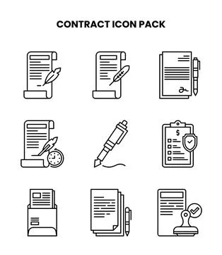Contract Line UI Icons Pack Stock Illustration