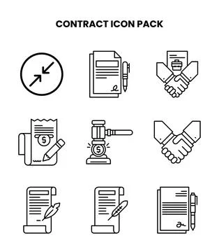 Contract Line UI Icons Pack Stock Illustration