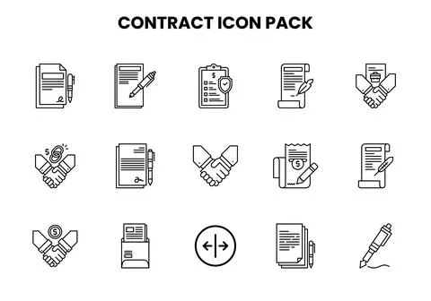 Contract Line Vector Icons Pack 스톡 일러스트
