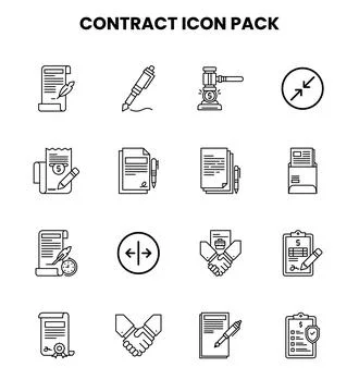 Contract Line Vector Icons Pack 스톡 일러스트