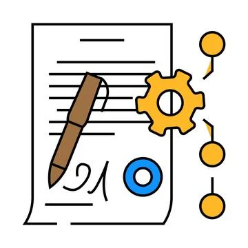 Contract management business process icon color illustration 스톡 일러스트