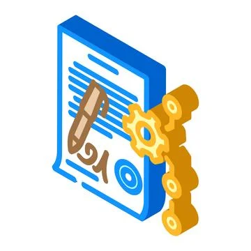Contract management business process isometric icon vector illustration Stock Illustration