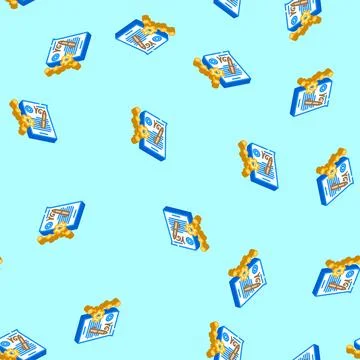 Contract management business process isometric icon seamless pattern Stock Illustration