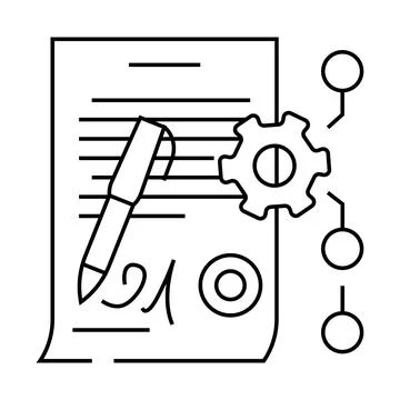 Contract management business process line icon vector illustration Illustrazione stock