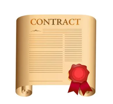 Contract old scroll with a wet seal illustration design over white Stock Illustration