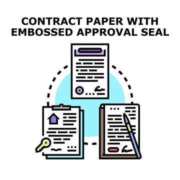 Contract paper agreement documentation signing process concept Stock Illustration