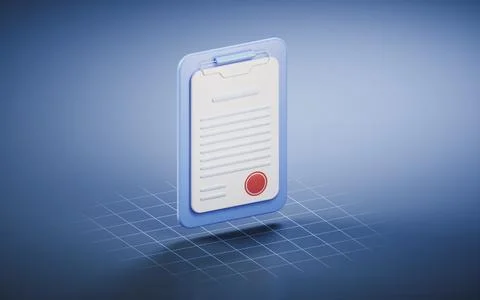 Contract paper board, 3d rendering. Stock Illustration